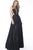 Jovani - 68374 Jewel Neck A-line Long Dress In Black