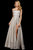 Sherri Hill - 53118 Glittery Scoop Long Dress with Slit In Neutral and Silver