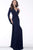 Jovani - 63851 Stretch Jersey Plunging V-neck Trumpet Dress In Blue