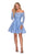 La Femme - 28175 Lace Long Sleeve Off-Shoulder A-line Dress In Blue