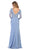 May Queen - MQ1630 Lace Appliqued Plunging V-Neck Gown In Blue