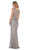May Queen - MQ1606 Sequined Lattice Sheer Sheath Gown In Silver
