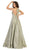 May Queen - RQ7751 V-neck A-line Gown with Cutouts In Silver
