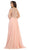 May Queen - MQ1615B Applique Long Sleeve A-line Dress In Pink