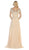 May Queen - MQ1617 Beaded Lace Illusion Bateau Dress In Neutral