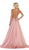 May Queen - MQ1642 Halter Neck Tie String Back A-Line Satin Gown In Pink