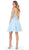 May Queen - MQ1614 Front Keyhole Halter Fit and Flare Cocktail Dress In Blue
