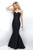 Blush - Geometric Overlaid Mermaid Gown 7103 in Black