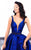 Tarik Ediz - 93346 Deep V-Neck Floral A-line Gown In Blue