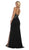May Queen - MQ1633 Gilded Filigree High Slit Long Gown In Black