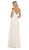 May Queen - MQ1644B Embroidered Off-Shoulder A-Line Dress In White