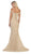 May Queen - MQ1596 Allover Lace Off Shoulder Lace Up back Mermaid Gown In Neutral