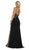 May Queen - Gilded Filigree High Slit Long Gown MQ1633 In Black