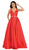 May Queen - MQ1683 Illusion Plunging Neck Sleeveless Satin A-Line Gown In Red