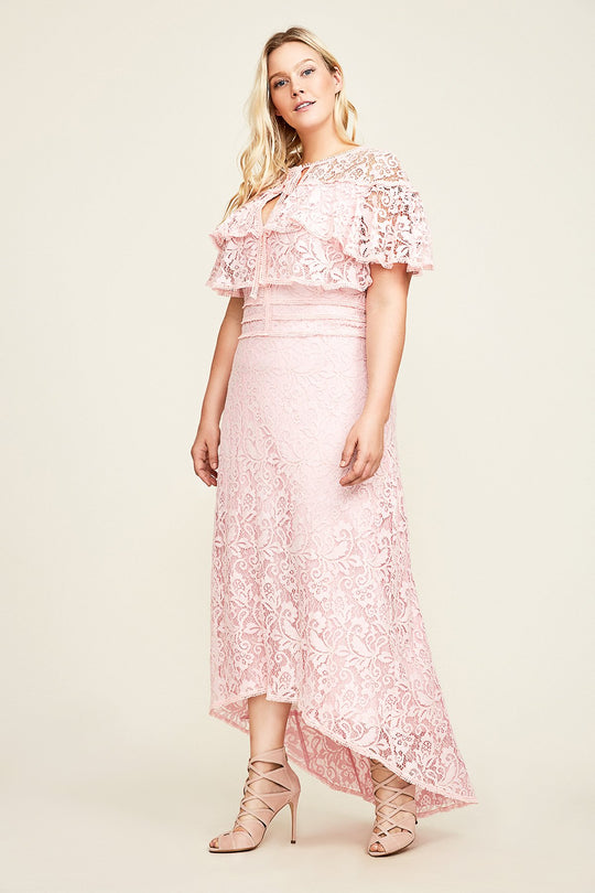 Tadashi Shoji - Lace Ruffled Sheath Dress In Pink