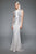 Tadashi Shoji - Shiny Embellished Sleeveless Trumpet Gown In White and Silver