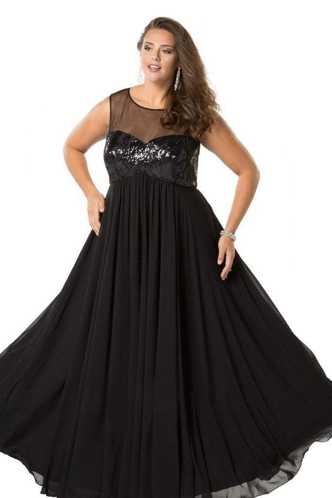 CE1810 Sequined Sheer Chiffon Dress