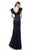 Jovani - 68793 Ruffle Detailed V-neck Trumpet Dress In Blue