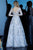 Jovani - 66875 Long Sleeve Floral Embroidered A-line Dress In Silver