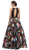 Lace Stripe Floral Evening Gown