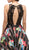 Lace Stripe Floral Evening Gown