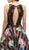Lace Stripe Floral Evening Gown