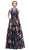 Lace Stripe Floral Evening Gown