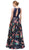 Lace Stripe Floral Evening Gown