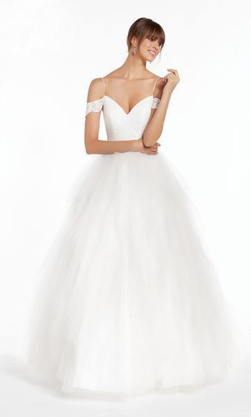 Alyce Paris - 7001 Off-Shoulder Pleated Bridal Gown In White