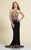Dave & Johnny - 2325 Keyhole Cutout Scalloped Halter Gown in Black