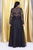 Kurves by Kimi - Beaded and Laced Long Sleeve V-neck A-line Dress 7002 In Black
