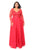 Kurves by Kimi - Beaded and Laced Long Sleeve V-neck A-line Dress 7002 In Red