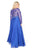 Kurves by Kimi - Beaded and Laced Long Sleeve V-neck A-line Dress 7002 In Blue