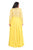 Kurves by Kimi - Beaded and Laced Long Sleeve V-neck A-line Dress 7002 In Yellow