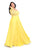 Kurves by Kimi - Beaded and Laced Long Sleeve V-neck A-line Dress 7002 In Yellow