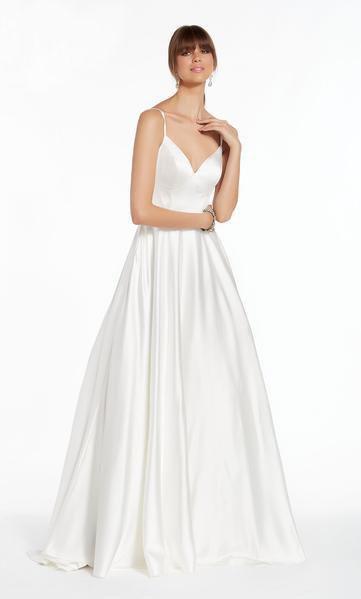 Alyce Paris - 7009 Luminous Satin V-Neck Bridal Gown In White