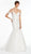 Alyce Paris - 7006 Embroidered Lace Up Detailed Trumpet Gown In White