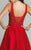 Dave & Johnny - 2503W Pearl Accented Deep V-neck A-line Dress in Red