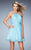 La Femme - 21885 Ornate Ruched Halter Dress in Light Mint