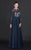MNM Couture - N0036 Long-Sleeved Sheer Sequined Gown in Blue