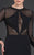 MNM Couture - N0044 Sheer Bodice Long-Sleeved Gown in Black