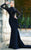 MNM Couture - N0044 Sheer Bodice Long-Sleeved Gown in Black