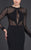 MNM Couture - N0044 Sheer Bodice Long-Sleeved Gown in Black