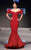 MNM Couture - 2280 Floral Off Shoulder Sleeve Mermaid Dress in Red