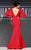 MNM Couture - 2284 Dramatic High Collared V-Back Mermaid Gown in Red