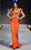 MNM Couture - 2295 Bell Cap Sleeve Peplum Sheath Gown in Orange
