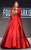 MNM Couture - 2306 Lace Long-sleeves Pleated Evening Gown in Red