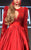 MNM Couture - 2306 Lace Long-sleeves Pleated Evening Gown in Red