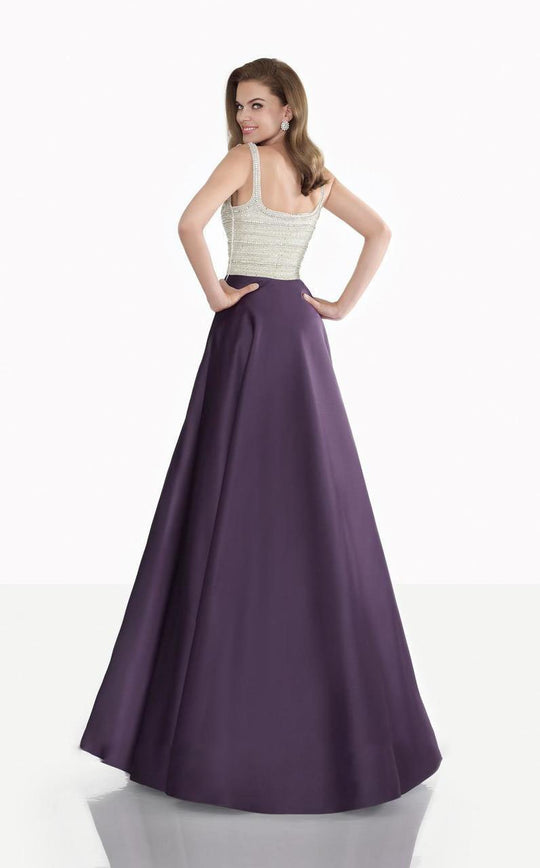 Tarik Ediz - 92666 Jeweled Floral Accented A-Line Gown In Purple