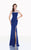 Tarik Ediz - Bejeweled Off-Shoulder Gown 92672 in Blue